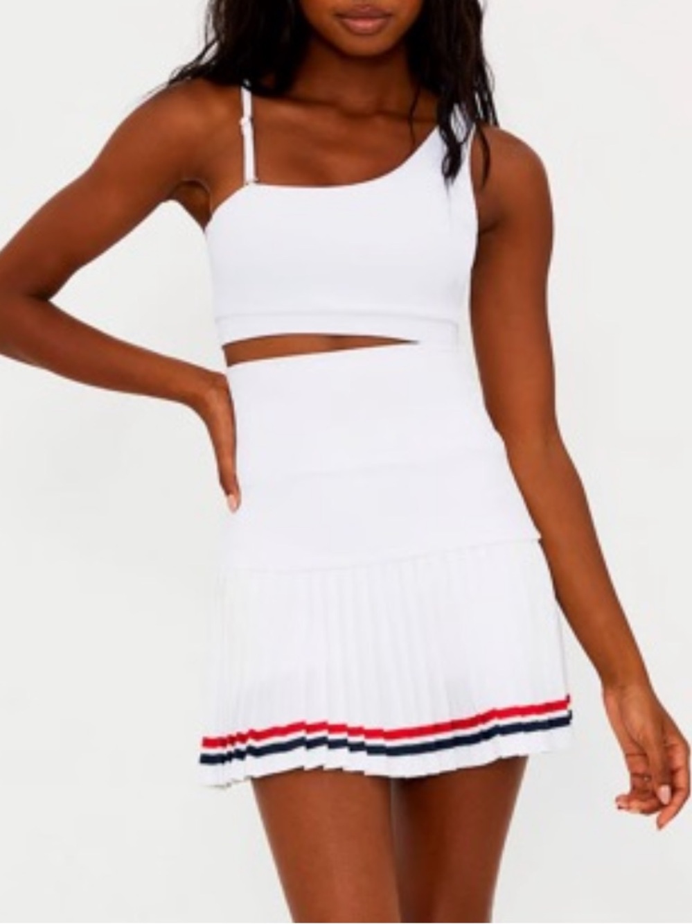 BEACH RIOT Gloria Tennis Americana RED WHITE & BLUE Striped Foldover Waist MED